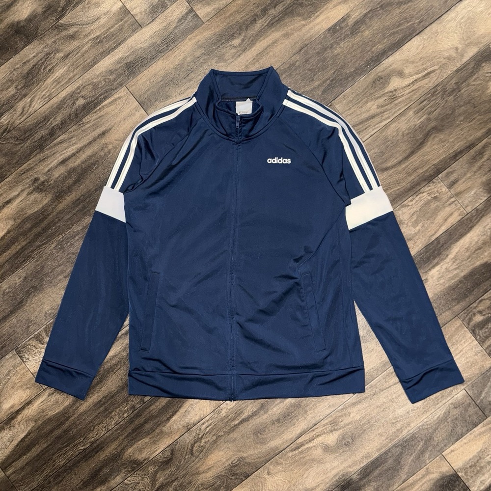 Adidas Full-Zip Track Jacket Classic 3-Stripe Youth Boys XL 18/20 Navy Blue